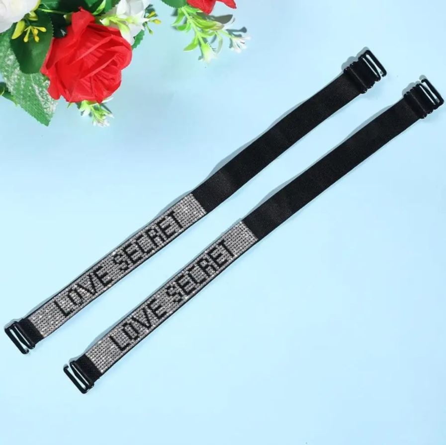 Detachable Fancy Rhinestone Bra Straps Pair - Adjustable Sparkle Straps for Party Wear