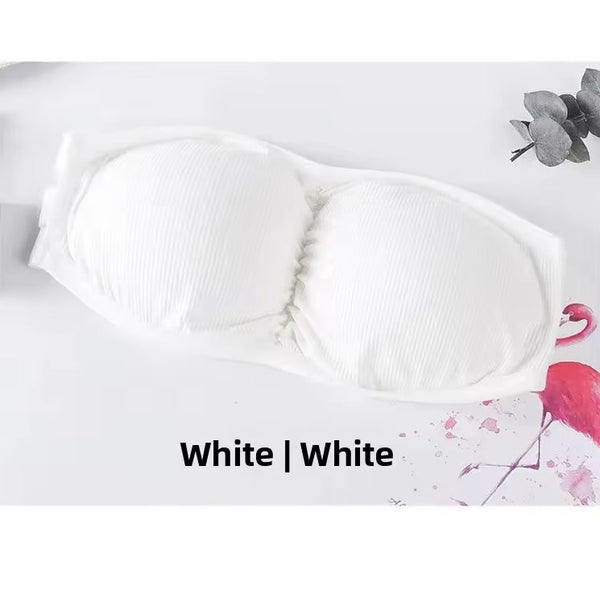 Pack of 2 Strapless Ribbed Tube Bra 8882 | Non-Slip, Side Hook Closure