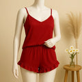 Shezaib 2 pcs silk Cami Sets Charming Style Short Non Padded Inner and Short Nighty 2409
