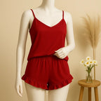 Shezaib 2 pcs silk Cami Sets Charming Style Short Non Padded Inner and Short Nighty 2409