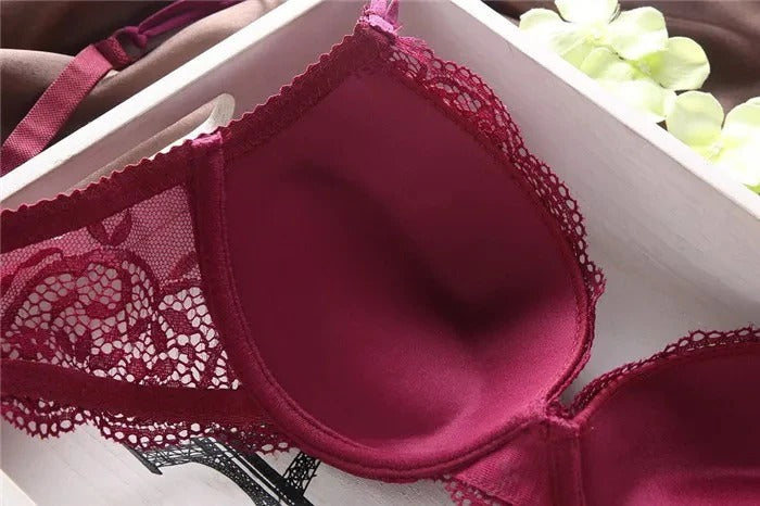 Flourish Lavender Lace Bra – Push Up & Double Padded Floral Comfort (9118)