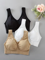 Shezaib  Pack of 3 Women's Seamless Wireless Comfort Bra – Soft Support Everyday Bralette 008