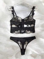 Lingerie Set - Sexy  Flirty Hot  Floral Embroidered Design Perfect for Adults -B024