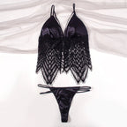 Shezaib Elegant Satin & Lace Lingerie Set – Soft Bralette with Matching Thong