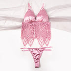 Shezaib Elegant Satin & Lace Lingerie Set – Soft Bralette with Matching Thong