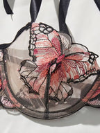Shezaib  New Lace-Trimmed, Embroidered Butterfly Pattern, Single-Layer Ultra-Thin Bra And Underwear Set
