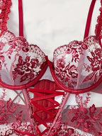 Lingerie Set - Sexy  Flirty Hot  Floral Embroidered Design Perfect for Adults -B024