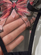 Shezaib  New Lace-Trimmed, Embroidered Butterfly Pattern, Single-Layer Ultra-Thin Bra And Underwear Set