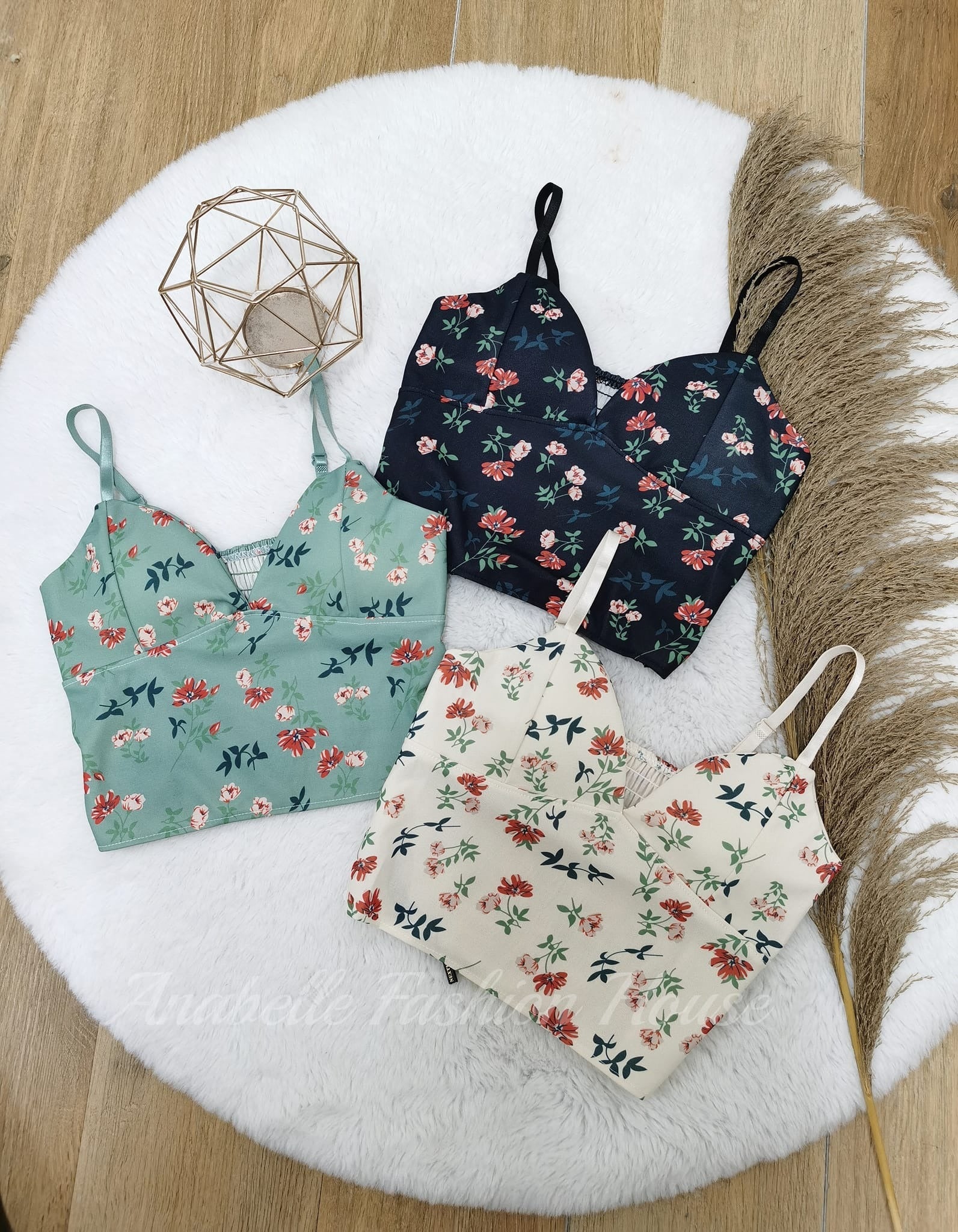 Shezaib Undergarments Beautiful Bloom Light Padded Adjustable Strap Cami Top 8632