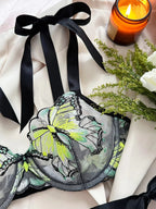 Shezaib  New Lace-Trimmed, Embroidered Butterfly Pattern, Single-Layer Ultra-Thin Bra And Underwear Set
