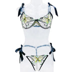 Shezaib  New Lace-Trimmed, Embroidered Butterfly Pattern, Single-Layer Ultra-Thin Bra And Underwear Set