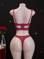Lingerie Set - Sexy  Flirty Hot  Floral Embroidered Design Perfect for Adults -B024