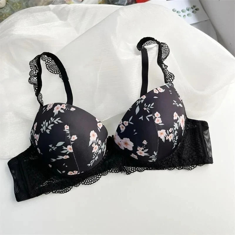 Shezaib Undergarments Floral Lace Bra & Panty Set – Padded Push-Up Design with Elegant Embroidery
