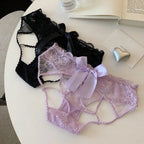 Pack Of 3 Women's Elegant Lace Panty with Beautiful Satin Bow Design, Stylish Floral Lace Detailing, Soft & Comfortable Ladies Underwear – 357