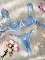 Shezaib Undergarments New Style Sexy Elegant Flower Lace Lingerie Set  Non Padded Wired bra  – Soft Mesh Floral Embroidered Bra & Panty L2201