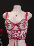 Lingerie Set - Sexy  Flirty Hot  Floral Embroidered Design Perfect for Adults -B024