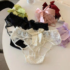 Pack Of 3 Women's Elegant Lace Panty with Beautiful Satin Bow Design, Stylish Floral Lace Detailing, Soft & Comfortable Ladies Underwear – 357