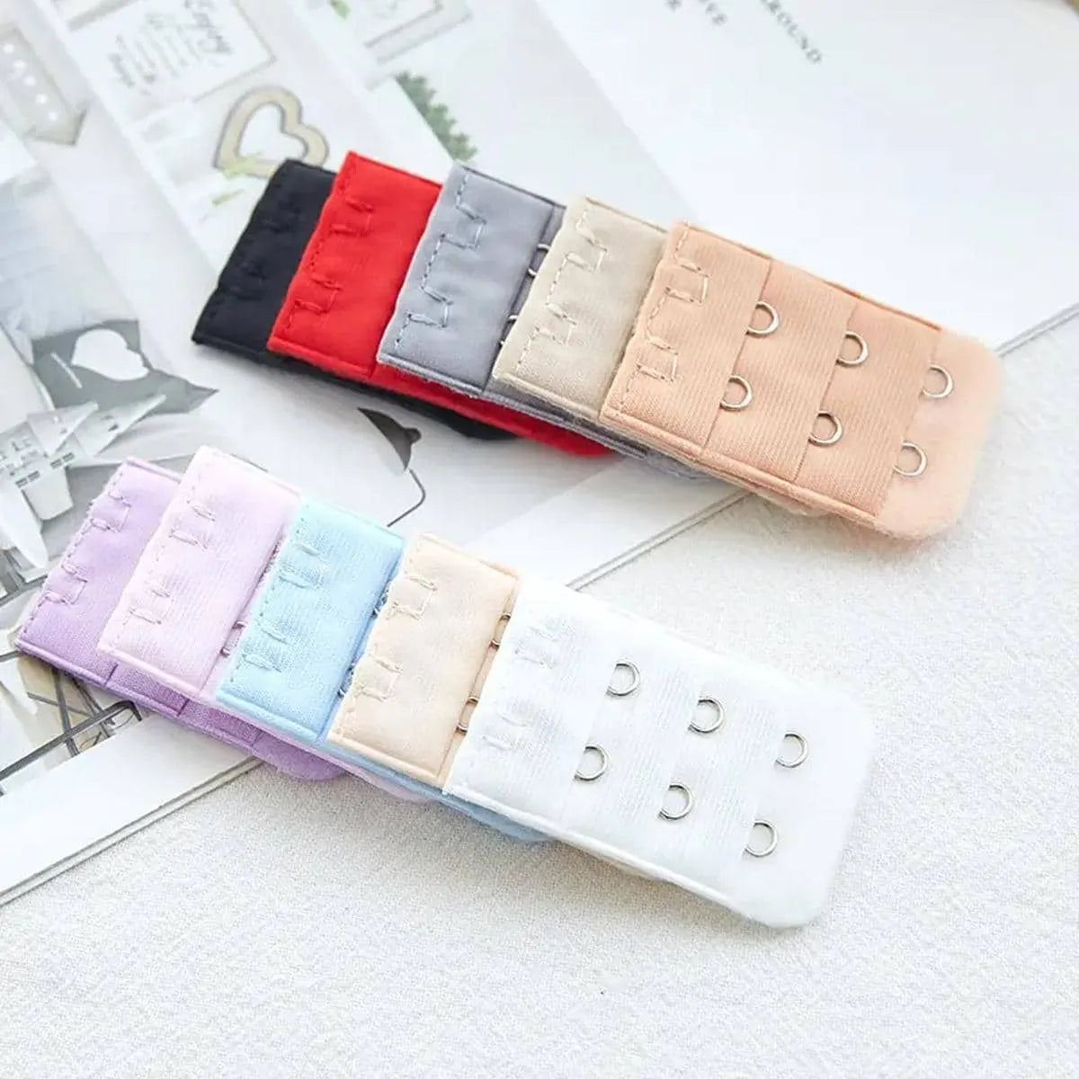 Pack Of 3 Elastic & Non Elastic Bra Extender – 3 Rows 2 Hooks  Increases Band Size Comfortably