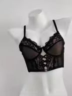 Flourish Luxury Lace Corset Bra & Panty Set | Lightly Padded Underwired Cups with Elegant Floral Detailing 350