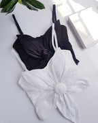 Shezaib Satin Big Bow Flower Bra Top – Soft Padded, Adjustable, Elegant Party Wear Top for Girls & Women