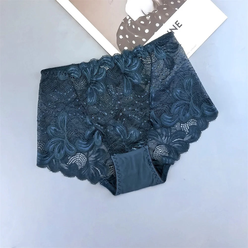 Shezaib Pack Of 3 Women’s Hollow-Out Lace Sexy High-Waist Embroidered Floral Transparent Comfortable panty