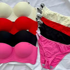 Shezaib Undergarments High Quality 2 in 1 Shoulder Straps Hard Padded Sports Bra & Panty Set E1178