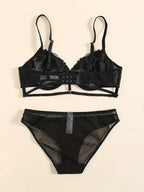 Flourish Floral Embroidered Bra & Panty Set | Lightly Padded Underwired Cups with Adjustable Straps B15