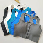 Pack of 3 Ribbed Padded Front Zip Sports Bras – Breathable Activewear    299