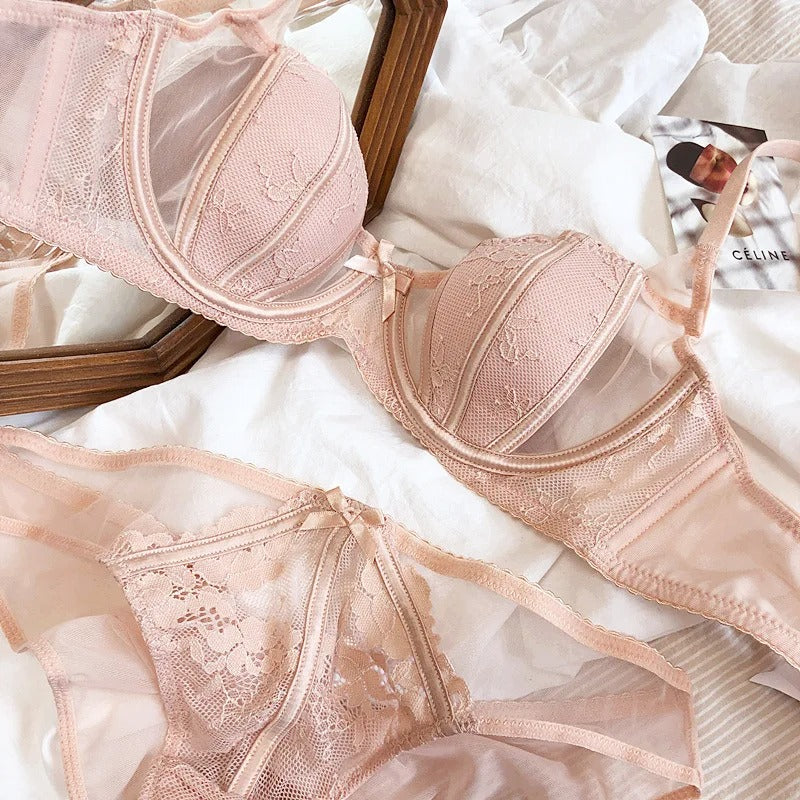 Shezaib Sexy Half Cup Floral Light Padded Bra and Panty Set 000