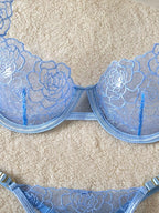Shezaib Undergarments New Style Sexy Elegant Flower Lace Lingerie Set  Non Padded Wired bra  – Soft Mesh Floral Embroidered Bra & Panty L2201