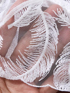 Flourish Non Padded Wired bra Pure Elegance White Floral Lace Lingerie Set – Sheer Mesh Embroidered Bra & Panty feather pattern MSL40316