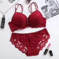 Flourish Elegant Lace Bra & Panty Set – Push Up & Double Padded Comfort with Floral Detailing (8855)