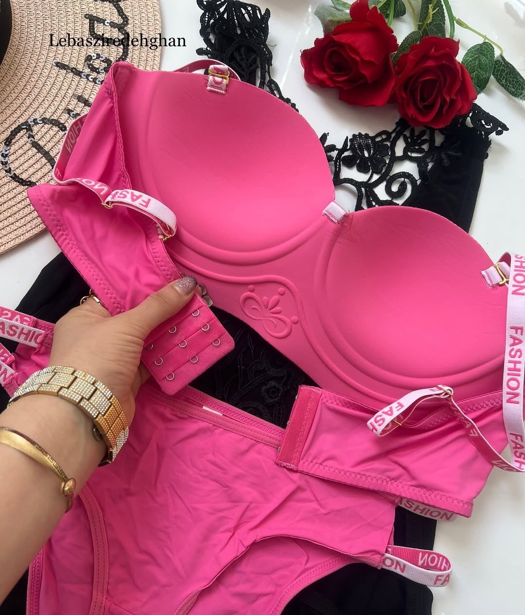 Shezaib Undergarments High Quality 2 in 1 Shoulder Straps Hard Padded Sports Bra & Panty Set E1178