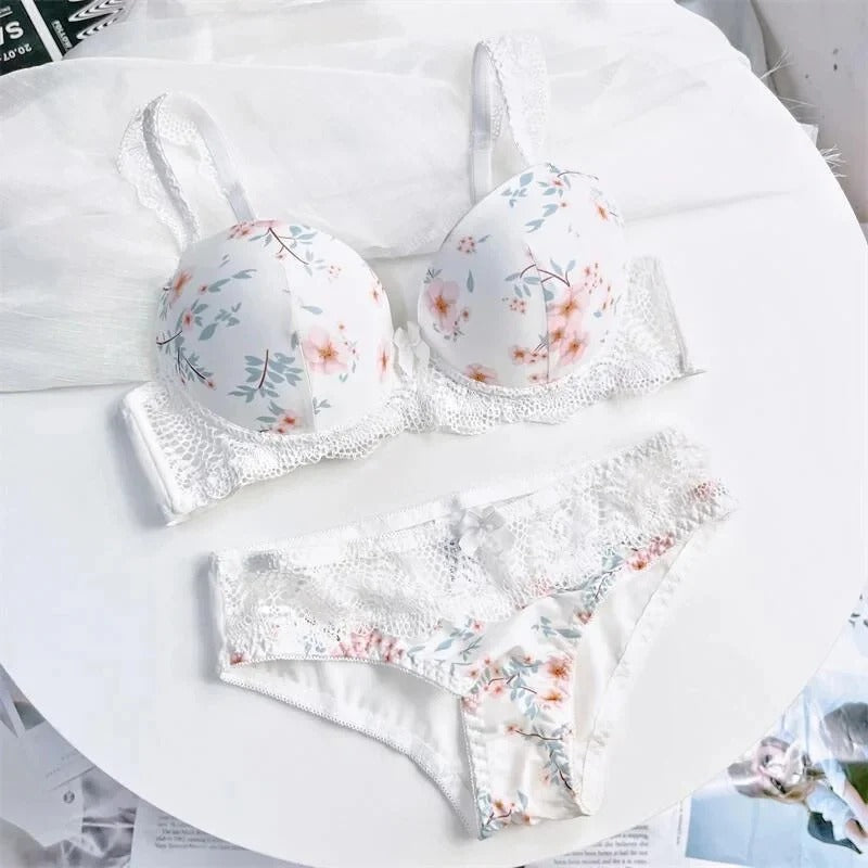 Shezaib Undergarments Floral Lace Bra & Panty Set – Padded Push-Up Design with Elegant Embroidery