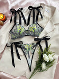 Shezaib  New Lace-Trimmed, Embroidered Butterfly Pattern, Single-Layer Ultra-Thin Bra And Underwear Set