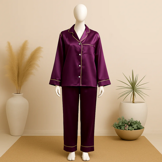 Shezaib Silk Pajamas Sets wedding lingeries  Short Sleeve Sleepwear lingerie sets best PJ's in pakistan sexy nighty Two Pieces Set