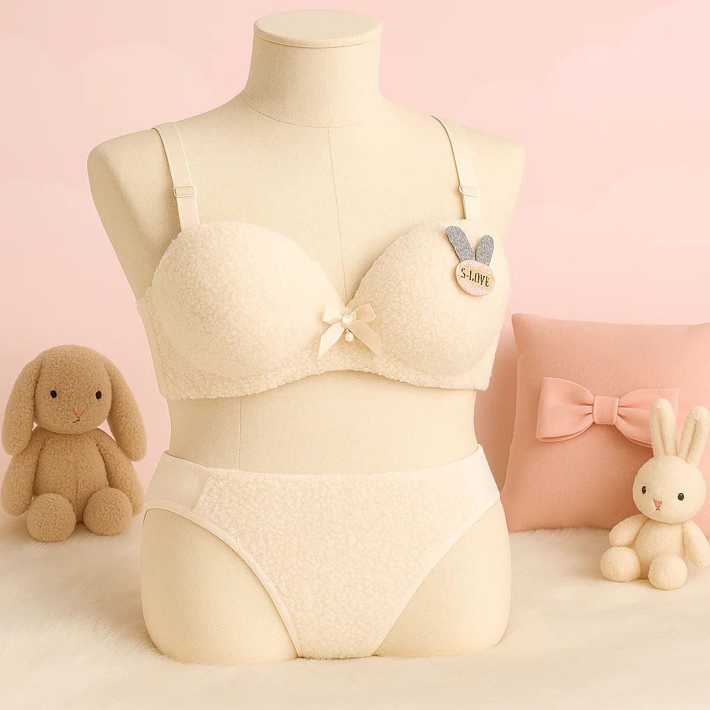 New High Quality Sexy Cute Soft Plush Design Bra & Panty Set E991