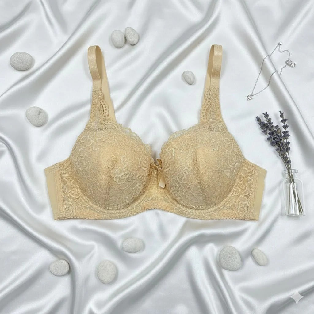 Shezaib Fancy Lace Wired Bra Premium Quality Wire Bra Soft & Comfortable Full Coverage Bra Stylish Floral Lace Design Party, Daily & Casual Wear Bra 37620