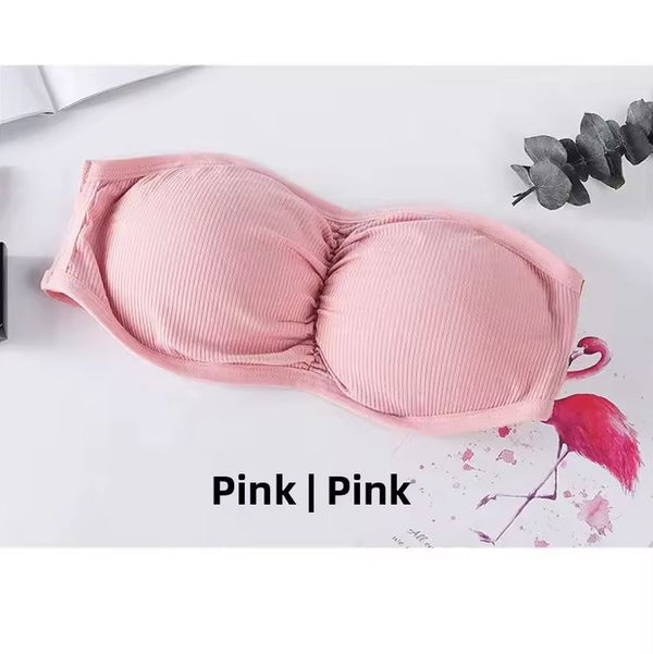 Pack of 2 Strapless Ribbed Tube Bra 8882 | Non-Slip, Side Hook Closure