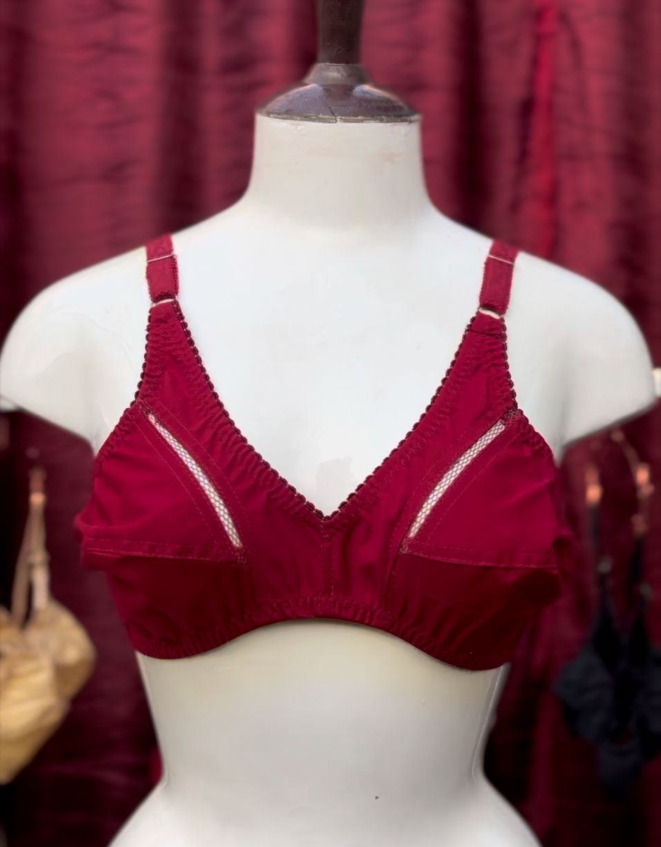 Shezaib cotton bliss non-padded bra in maroon color