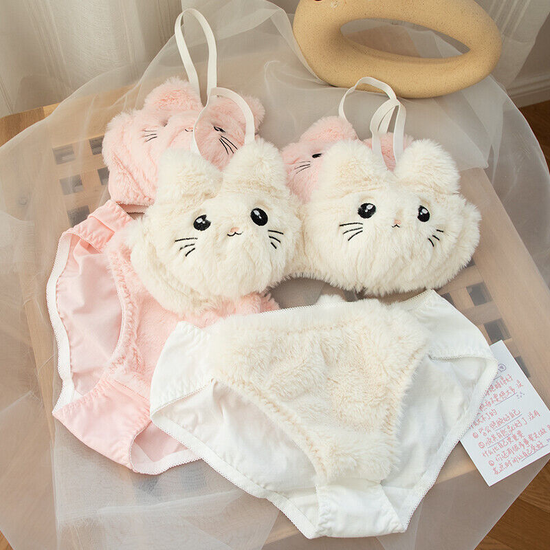 New High Quality Sexy Cute Kitty Anime Soft Plush Design Bra & Panty Set 2133