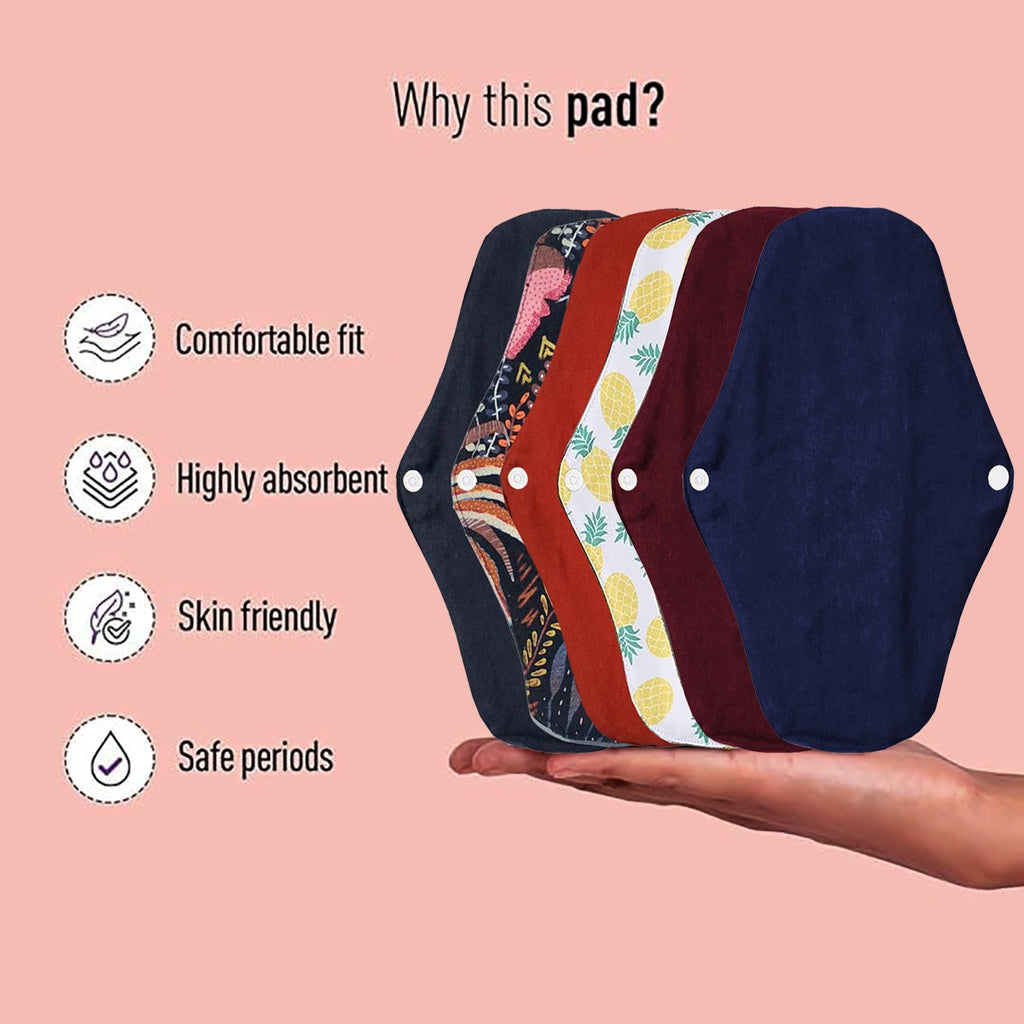 Shezaib women's reusable sanitary pads in different colors and design