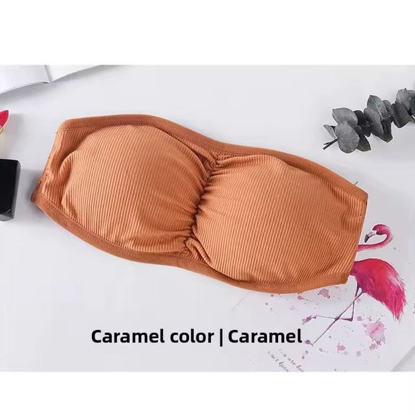 Pack of 2 Strapless Ribbed Tube Bra 8882 | Non-Slip, Side Hook Closure