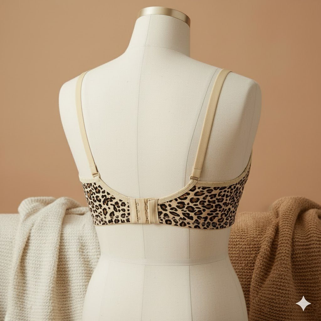 Shezaib Pack Of 3 Non Padded Leopard Print Cotton Bra – Everyday Comfort Fit