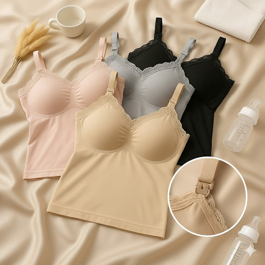 Shezaib Nursing Seamless Feeding Lace Trim Camisole Bra Top 1002