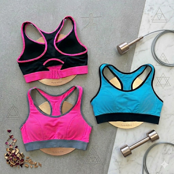 Aura Active Women's Seamless Racerback Sports Bra – High-Impact Fitness Wear with Adjustable Hook-Clasp 99003