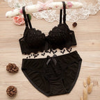 Flourish Women Lace embroidered Push Up Underwire Bra And Panty Set 018
