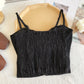 Cute Lace Flower Embroided Adjustable Straps Mid Ribbon Syle Sexy Crop Top-1874