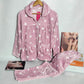 Shezaib New Winter Korean Flannel Women Pajamas Set O-Neck Velvet Warm Pajama Set