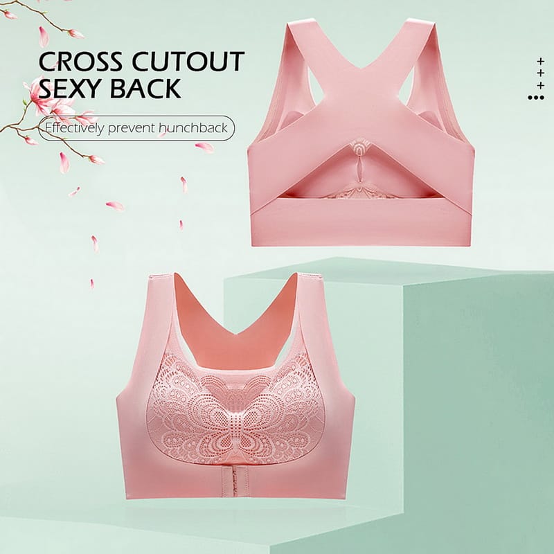 3D High Quality Too Soft & Comfortable Push Up Removable Padded full Back Support Sports Bra butterfly wings